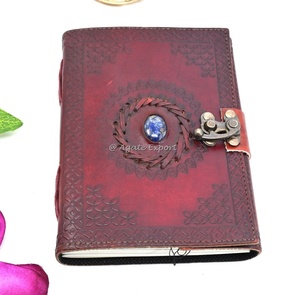 Journal en cuir le plus vendu avec incrustation de lapis-lazuli et design en relief floral pour cadeau d'affaires - Product Image 4
