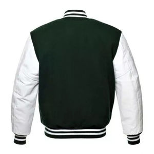 Chaqueta Varsity de Alta Calidad para Hombre, Nueva Colección 2025, Chaqueta de Invierno Informal con Cuerpo de Lana y Mangas de Cuero para Hombre - Product Image 4