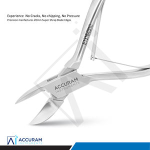 Accuram Coupe-ongles robuste et pince à cuticules, à mâchoires larges et affûtées en acier inoxydable, avec verrouillage arrière, pour podologie - Product Image 4