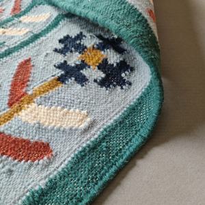 Tapis en laine fait main Durrie |   Tapis géométrique multicolore abstrait tissé à la main |   Tapis tissé plat moderne, écologique, antidérapant en PET - Product Image 1