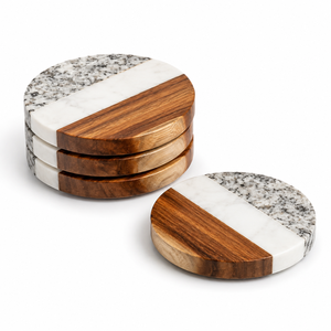 Posavasos Cuadrados de Madera Hechos a Mano con Rayas, Ecológicos, Decoración de Mesa para el Hogar y Vajilla de Comedor - Product Image 4