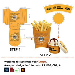 Kotak Kemasan Kentang Goreng Food Grade, Kotak Makanan Kraft Tahan Lama untuk <span class=keywords><strong>Burger</strong></span>, Kentang Goreng, dan Camilan, Model Lipat - Product Image 3