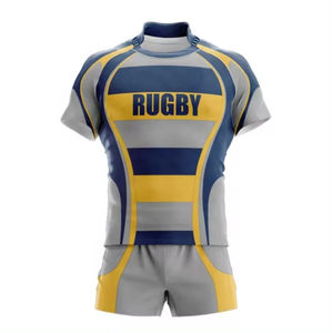 Uniforme de Rugby Personalizado de Manga Corta al por Mayor, Jersey de Rugby de Alta Calidad, Ropa Deportiva de Equipo, Nuevo Diseño, Conjunto de Rugby Económico - Product Image 3