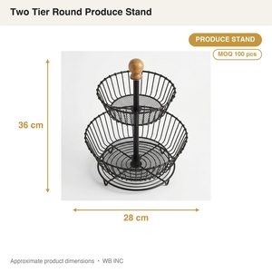 Handmade Black Iron Two-Tier Produce Stand 28 cm Mango Wire <b>Baskets</b> for Home Decor Hotels Weddings Elegant <b>Table</b> Gift Display - Product Image 4