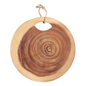 Planche à découper en bois d'acacia, design rond avec anneaux de bois, épaisse, durable, sûre pour les couteaux, idéale pour couper, servir et décorer une cuisine rustique - Product Image 1