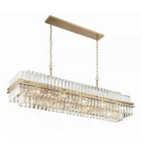 Lustre rectangulaire moderne en cristal doré de luxe pour villa, salle à manger d'intérieur ou bar de salon, suspension