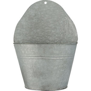 Juego de 2 Macetas de Pared de Metal Galvanizado, Acabado Gris Envejecido, Diseño Geométrico del Suroeste en Relieve, para Interiores y Exteriores, a Bajo Precio - Product Image 5