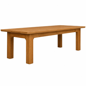 Table à manger rectangulaire contemporaine en teck massif, design imperméable, écologique, avec plateau encastré et pieds chanfreinés - Product Image 2