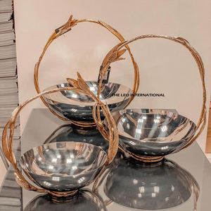 Ensemble de 3 nouveaux bols décoratifs en métal plaqué cuivre de différentes tailles pour la décoration de la maison, style japonais - Product Image 1