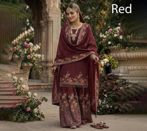 Traje Salwar Sharara Palazzo de Seda Georgette Elegante y de Diseño para Mujer, Hecho a Mano, Reversible, Ajustado, Ideal para Fiestas, de Proveedor Indio - Product Image 1