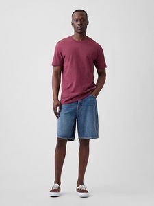 Camiseta roja de manga corta con cuello redondo de algodón de color liso y corte regular para hombre, top informal de punto tipo jersey - Product Image 2