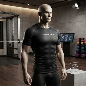 Camiseta de Compresión para Hombre, Negra, Manga Corta, Deportiva, para Gimnasio, Entrenamiento, Ropa Deportiva, Logotipo Personalizado, Fitness, Running, Ejercicio - Product Image 4