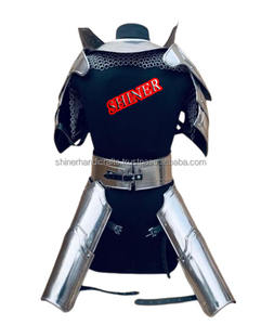 Medieval Gorget Pauldron Waist Armor Chainmail Knight Armor Guard Leather Strip Corset Silver Lady Armor Suit Steel <b>Costume</b> - Product Image 4