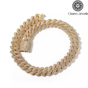 Charm Jewells Men's Moissanite Brilliant Cut Freshwater Pearl <b>Statement</b> <b>Necklace</b> 925 Silver 14K Gold Plated Link Chain Hiphop - Product Image 5
