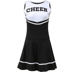 Uniforme de Porristas para Adultos, Sin Mangas, Color Negro y Blanco, Estilo Falda, Vestido de Actuación con Estampado de Porristas en la Parte Delantera - Product Image 2