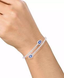 Smeraldo coltivato in laboratorio (1-1/4 ct. T. w.) & Braccialetto Flex Wrap con accento di zaffiro bianco in argento Sterling (anche in pietre preziose aggiuntive) - Product Image 2