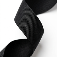 Ruban tissé 100% polyester noir gros-grain 25 mm, 50 mètres, résistant au rétrécissement, pour garniture d'uniformes, colliers pour animaux de compagnie et fabrication de ceintures