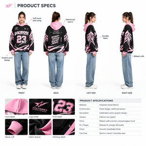 OEM Custom Oversized <b>Y2K</b> Graphic Hoodie Black and Pink <b>Streetwear</b> Heavy Print Drop Shoulder Pullover Manufacturer - Product Image 5