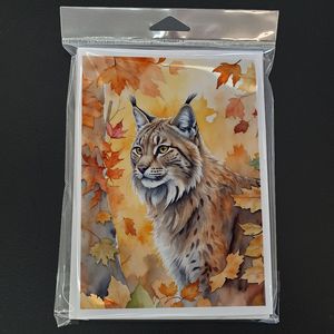 Highlander Lynx Cat in Fall Leaves Pack 8 Cartes de vœux vierges A7 de taille 5x7 avec enveloppes pour notes et messages - Product Image 3