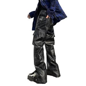 Pantalones de Cuero para Hombre, Modelo Recto, Tela de Lona, Cintura Media, Estilo Casual, Alta Calidad, Superventas - Product Image 1