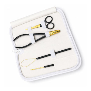 Kit d'outils pour extensions de cheveux Micro Link Premium Noir et Or avec pinces en acier inoxydable, crochet, enfileur à boucle et ciseaux - Product Image 4