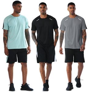 Summer Set For Men's <b>Shirt</b> and Shorts 100% Polyester Set Zipper Pockets Quick Dry Gym Athletic Clothes Workout Running Outfit - Product Image 4