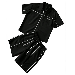 2026 Men's <b>Knitted</b> 100% Cotton T-Shirt <b>Sets</b> with Rhinestone Patch Work Perfect Hot Selling Summer Customized Casual Wear - Product Image 4