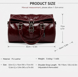 Sac Hobo Demi-Lune Avant-Gardiste en Similicuir Brillant Bordeaux avec Poignée Métallique Ondulée pour Femme - Product Image 5