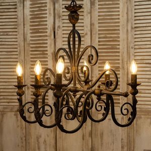 Lampadario a candela in ferro battuto a 6 luci stile Country americano plafoniera da pranzo lampade a sospensione - Product Image 3