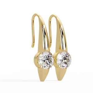 Classic Dangle <b>Hook</b> <b>Earrings</b> 18K Pure Gold IGI Certified Round Brilliant Cut Lab Grown Diamond Bridal <b>Earrings</b> Custom Jewelry - Product Image 2