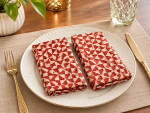 Nappe de table carrée géométrique en coton matelassé, rouge et beige, pour la maison et les restaurants - Product Image 4
