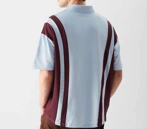 Polo Cumbre Sports avec logo personnalisé brodé, t-shirts à manches courtes surdimensionnés, rayures sportives, vêtements de sport de plein air, polos pour hommes grandes tailles - Product Image 3