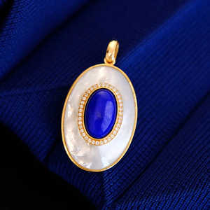 Pendentif ovale en cuivre et lapis-lazuli naturel avec sertissage clos, collier classique pour femme, idéal pour un cadeau - Product Image 4