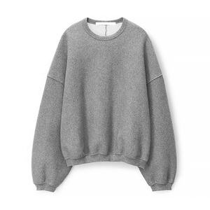 Haute qualité 100% coton éponge col rond à manches longues sweat personnalisé thermique couleur unie nouveau Style brodé pour l'hiver - Product Image 1