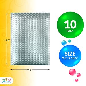 Confezione da 10 Buste Imbottite Metallizzate Blu Ghiaccio 9,5 X 13,5 Pollici in Foglio di Alluminio e Polietilene per Spedizioni - Product Image 2