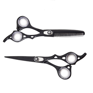Kit professionnel de ciseaux de barbier/brosse à barbe/moustache en acier inoxydable pour droitiers, dans un mini étui à moustache avec logo client - Product Image 3