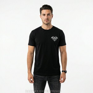 T-shirt en coton noir personnalisé pour homme, broderie gothique de chauve-souris de haute qualité, manches courtes, décontracté, fournisseur Alibaba - Product Image 1