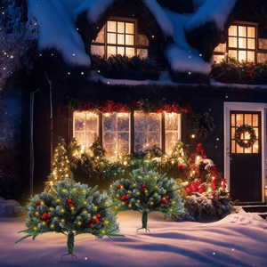 Albero di Natale Artificiale Realistico con 8 Modalità di Illuminazione, 50 LED Caldi, Timer Automatico, Impermeabile IP44, Funzionamento a Batteria - Product Image 2