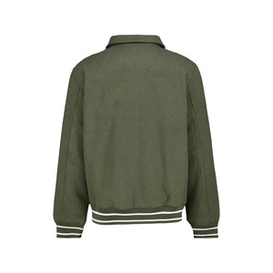 เสื้อแจ็คเก็ตวาร์ซิตี้สีเขียวมะกอกสำหรับผู้ชาย แต่งแถบสีขาว ปกคอพับได้ ทรงลำลอง ผลิตจากวัสดุผสมขนสัตว์และโพลีเอสเตอร์ เหมาะสำหรับใส่ในฤดูใบไม้ร่วง - Product Image 2