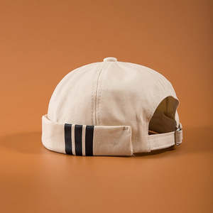 Gorra Docker de Lona de Algodón Personalizable RAO CRAFT EXPORTS, 6 Paneles, Sin Visera, Borde Enrollado, Cinta de Tela con Tres Rayas - Product Image 3