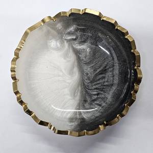 Bandeja de Servir Hecha a Mano con Selenita y Pirita Pintada a Mano, con Borde Dorado y Color Personalizado - Product Image 2