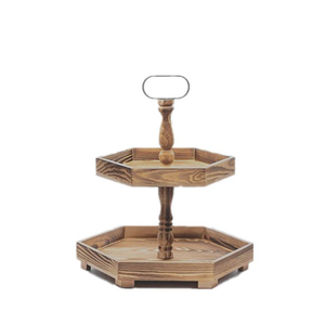 Rectangle Wooden <b>Cake</b> <b>Stand</b> With Metal Handle 3 Tier Brown Finished Home Wedding Birthday Party Display <b>Stand</b> <b>Cake</b> Tools - Product Image 6