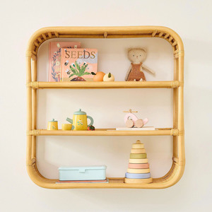 Natural Rattan Wall <b>Shelf</b> Handmade Wicker Display Rack Floating Storage <b>Shelf</b> For Nursery <b>Bedroom</b> Living Room Home Decor - Product Image 1