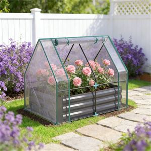 Mini-serre de jardin transparente et gris foncé pour la culture intérieure - Product Image 1