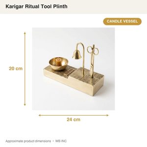 Pot à bougie en laiton martelé de 20 cm, fait main, en bronze, quatre pièces, outil rituel Karigar, socle pour décoration intérieure, hôtels, mariages, emballé - Product Image 6