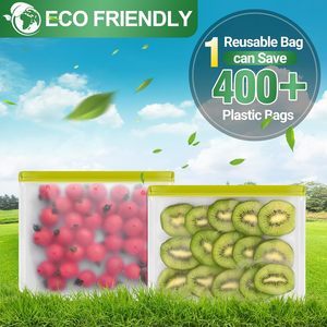 ถุงแช่แข็งแบบใช้ซ้ำได้ ถุงแช่แข็งขนาดแกลลอนแบบใช้ซ้ำได้ ปิดผนึกและป้องกันการรั่วซึม - Product Image 2