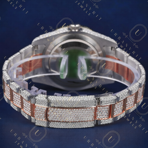 Reloj de Cuarzo Tonneau de Lujo para Mujer con Incrustaciones de Diamantes, Correa de Acero Inoxidable, 36 mm, Detalles en Oro Rosa, Cristal de Zafiro - Product Image 2