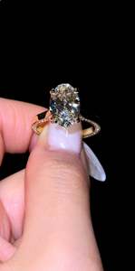 แหวนเพชรทรงรี 3 กะรัต VS1 ทองคำแท้ 14K ประดับเพชรเลี้ยงในห้องปฏิบัติการ สำหรับงานหมั้น - Product Image 2