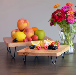 Gran oferta para plato de servicio de madera de mango, juego de alimentos seguros con patas para ensalada, bistec y decoración de mesa de comedor, bandejas decorativas - Product Image 3