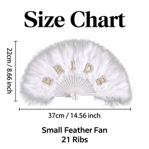 Abanico de plumas blancas con perlas, abanico plegable nupcial hecho a mano, decoración para fiesta de bodas, regalo para despedida de soltera - Product Image 6